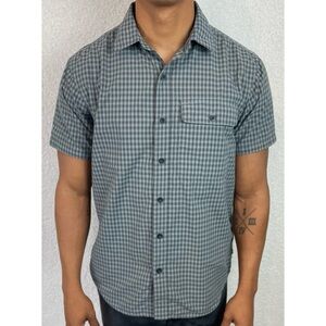 MOUNTAIN HARDWEAR • Dusty Blue/Grey/White Plaid Short Sleeve Button-Down Shirt S